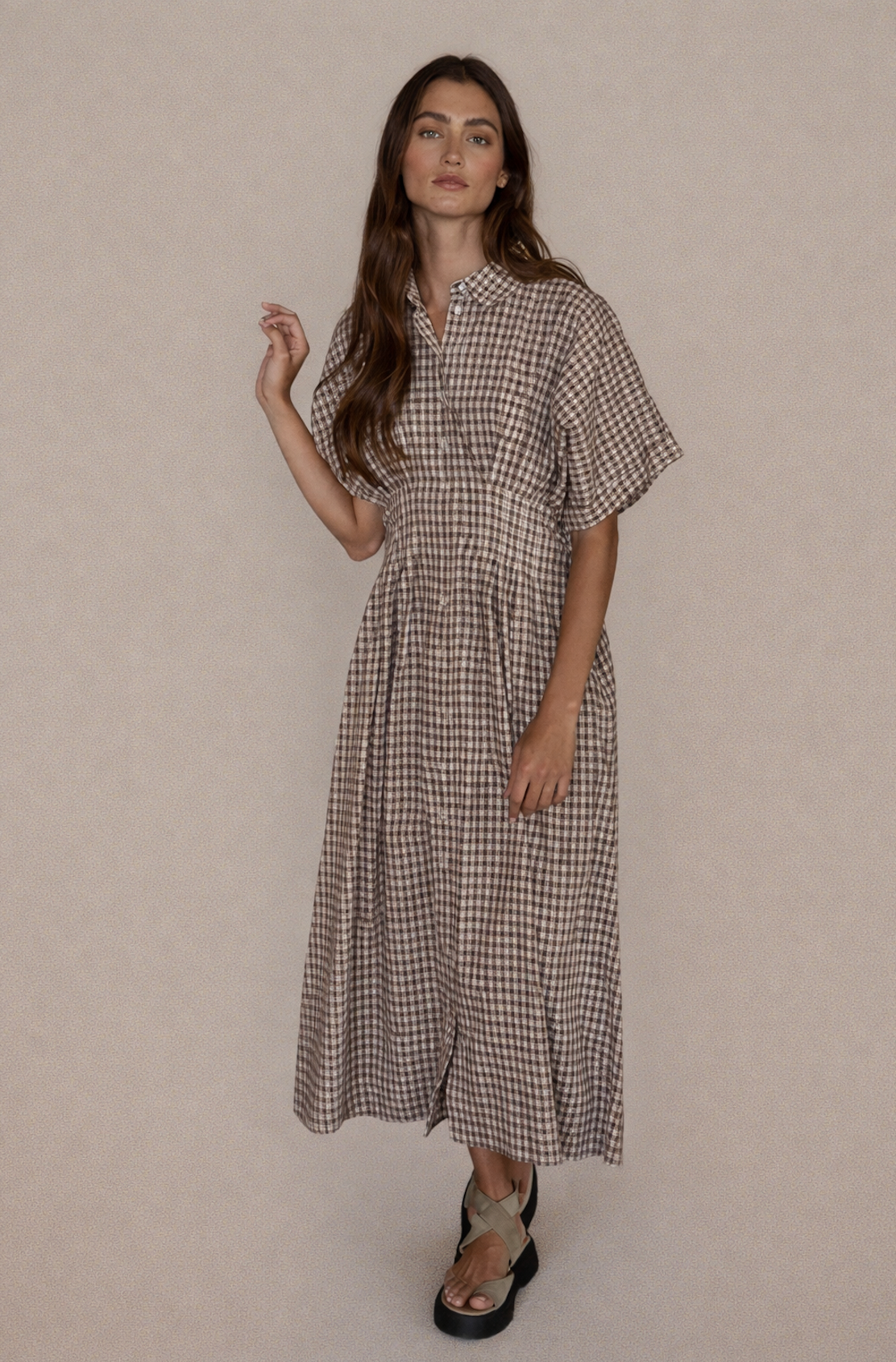 le field, Gingham Button Down Maxi