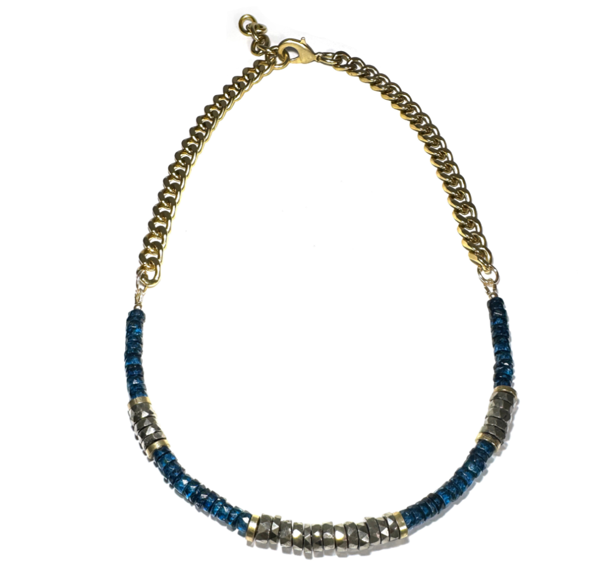 Rachel Nathan, Blue Topaz & Pyrite Heishi Curb