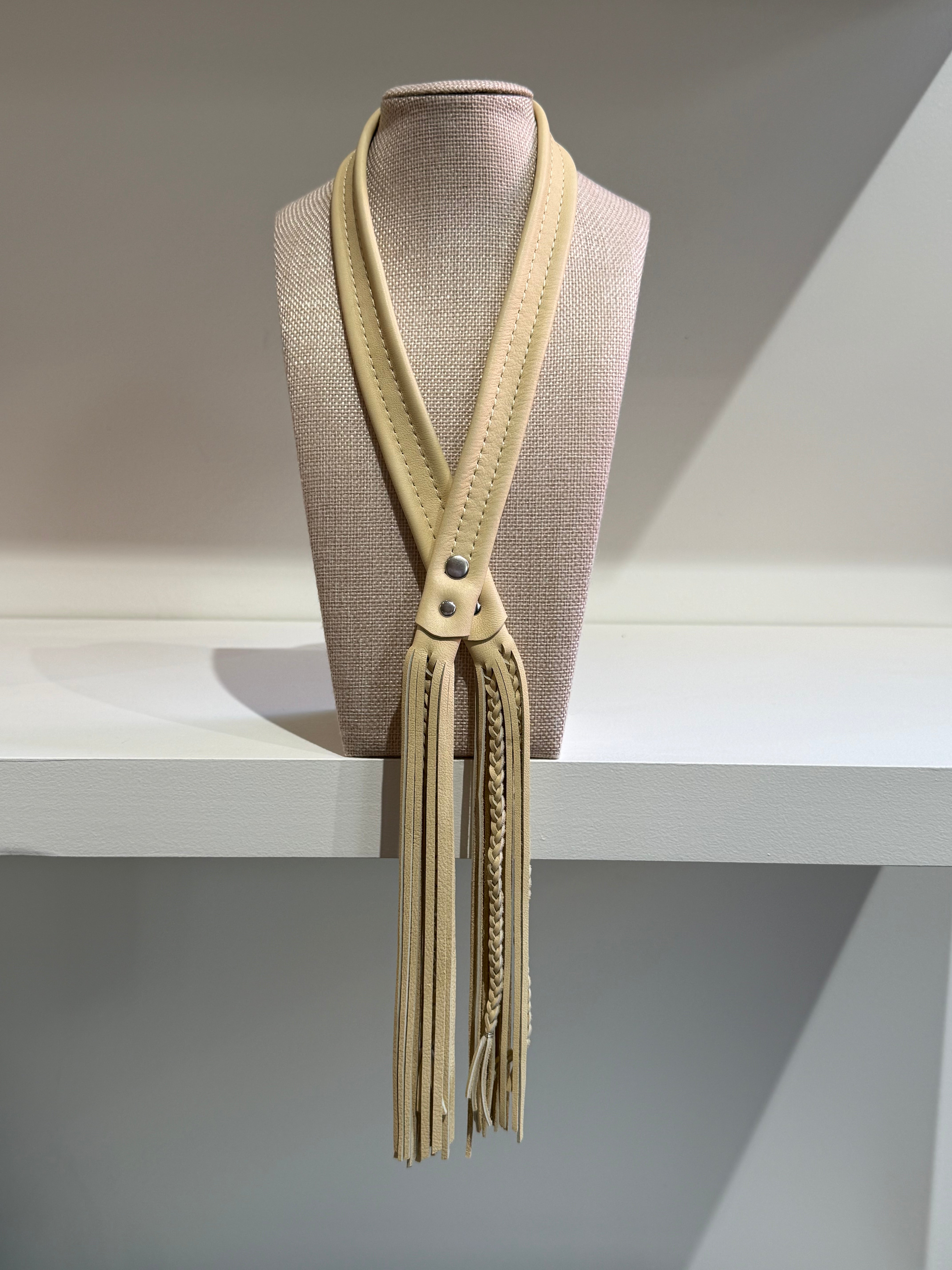 Leather + Sage, Fringe Bolo