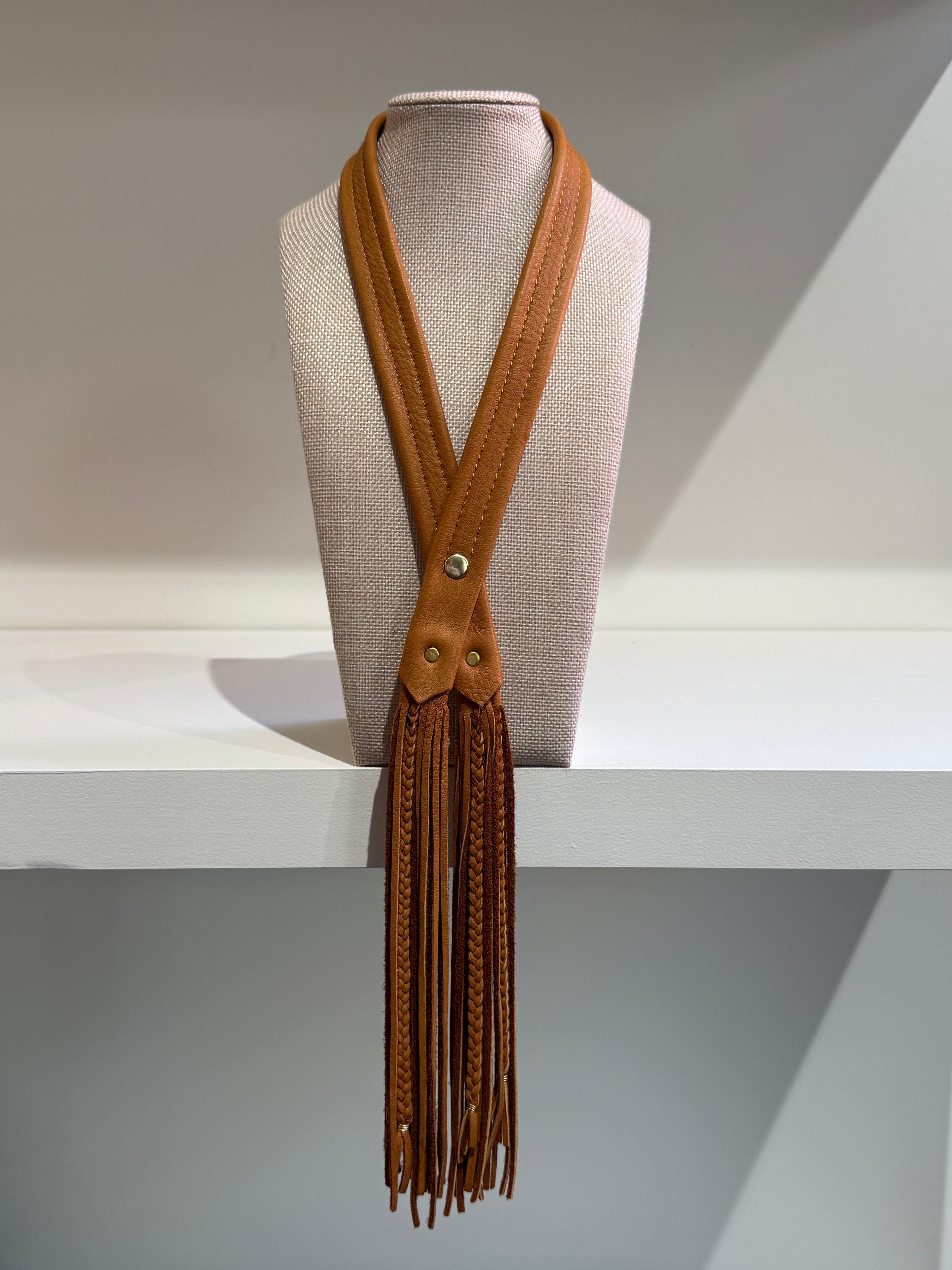 Leather + Sage, Fringe Bolo