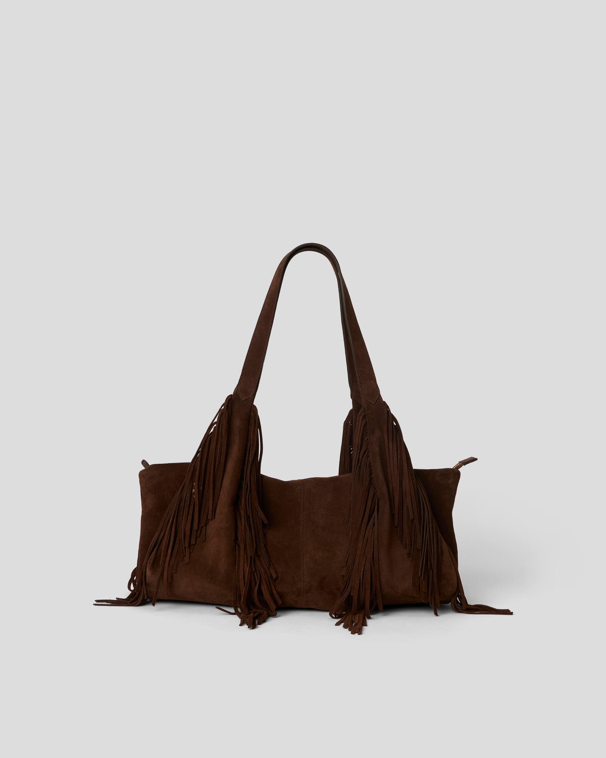 B-Low the Belt Carter Fringe Suede Shoulder Bag in Chocolate