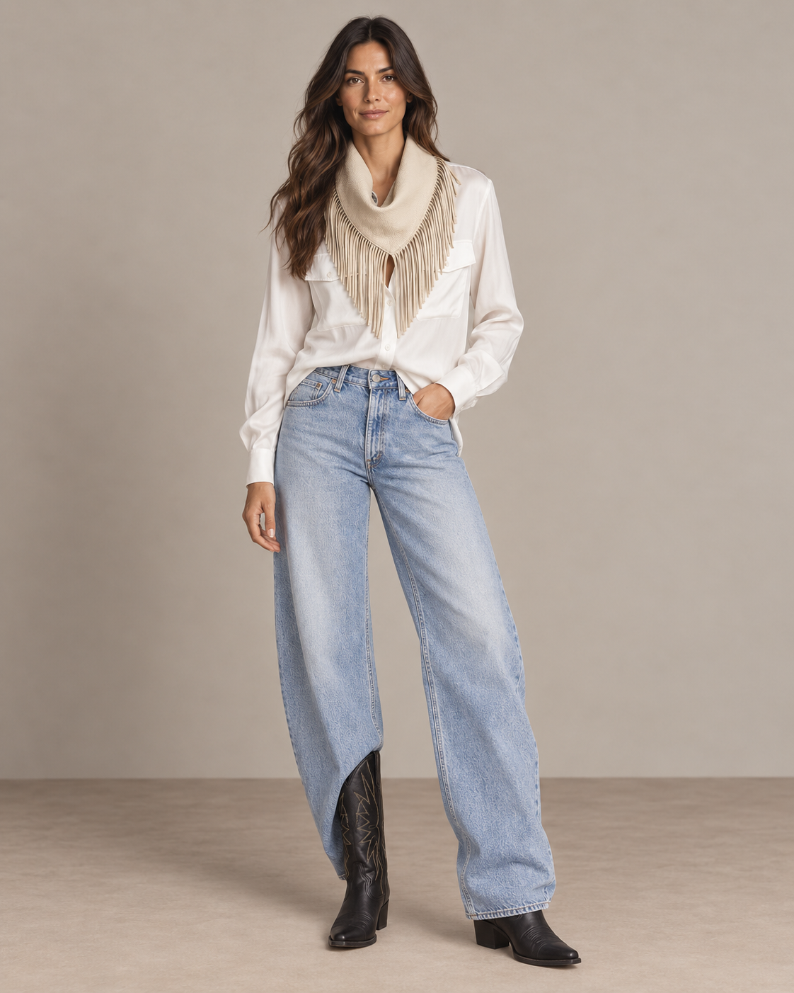 Sable Western, Leather Fringe Bandana