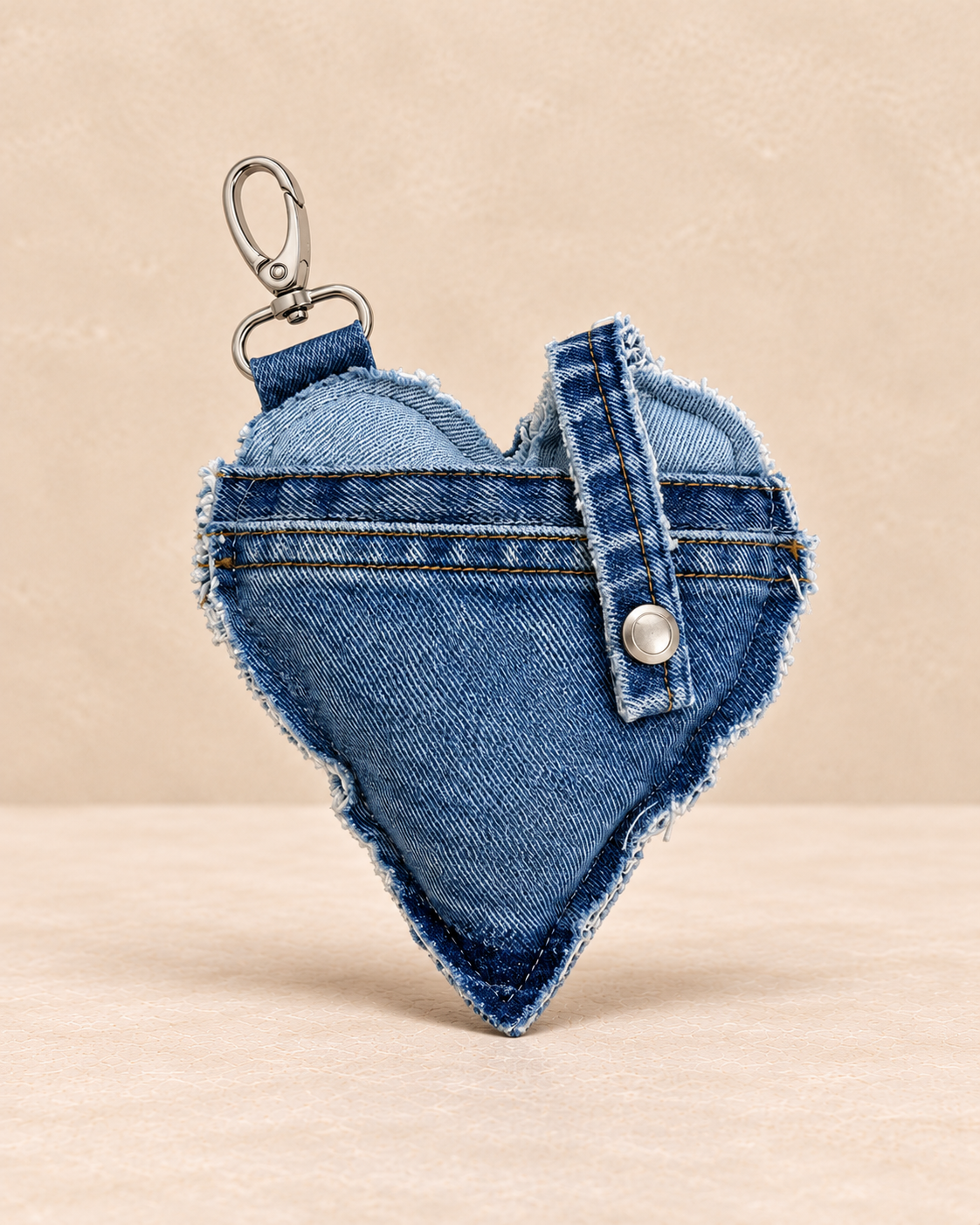 Denim Heart Keychain