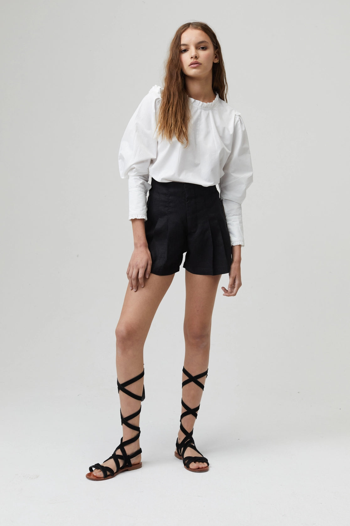 Frida - Linen Short, Black
