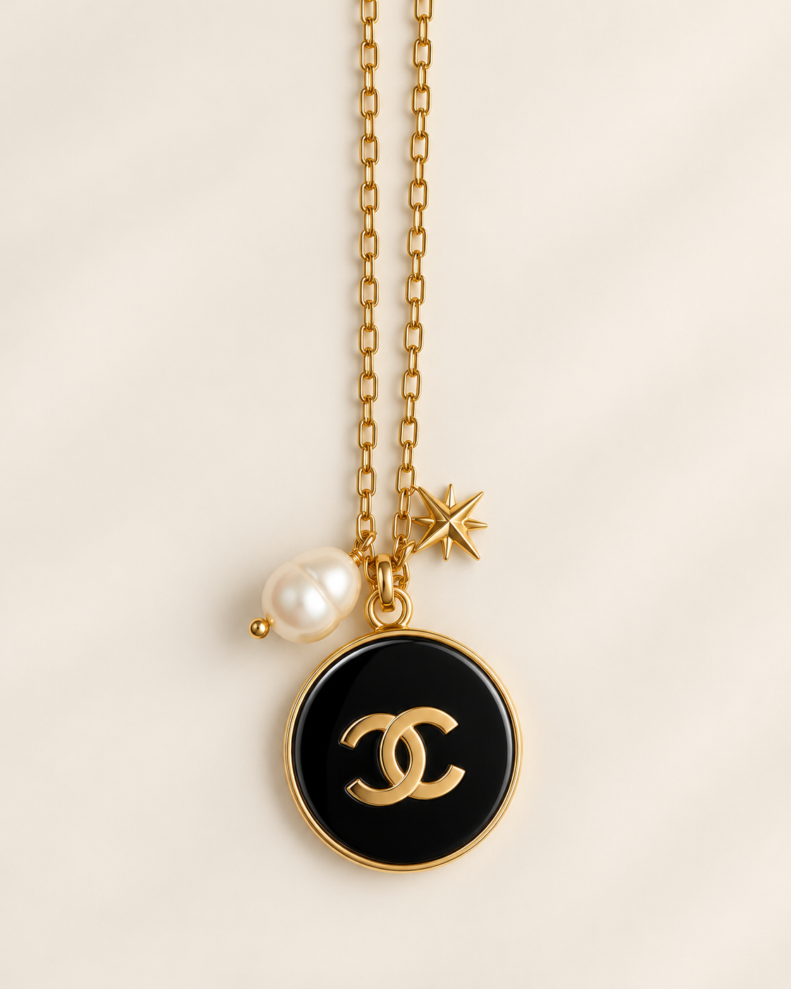 Vintage Black Medallion Necklace