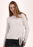 Minnie Rose, Cotton Cashmere Fringe Sweater