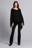 Minnie Rose, Cashmere Fringe Ruana w/ Studs