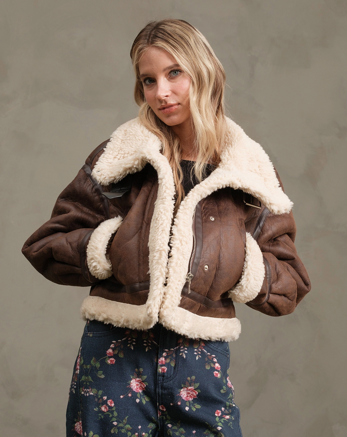 Raisonnel, Cropped Faux Shearling Jacket
