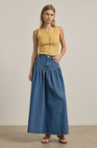 le field, Tiered Denim Maxi Skirt