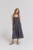le field, Smocked Plaid Midi Dress