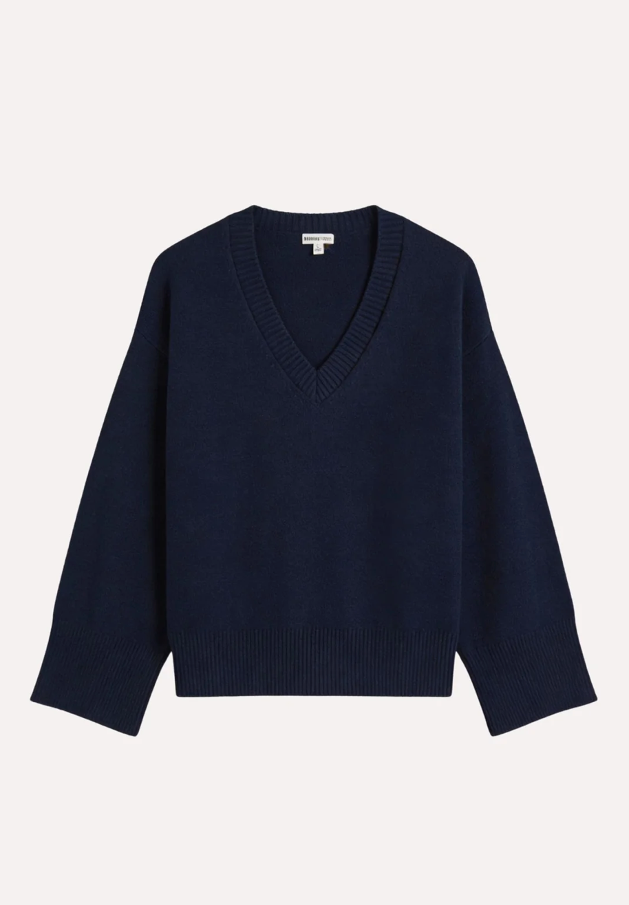 Minnie Rose, Luxe Cotton Blend Boxy V Neck