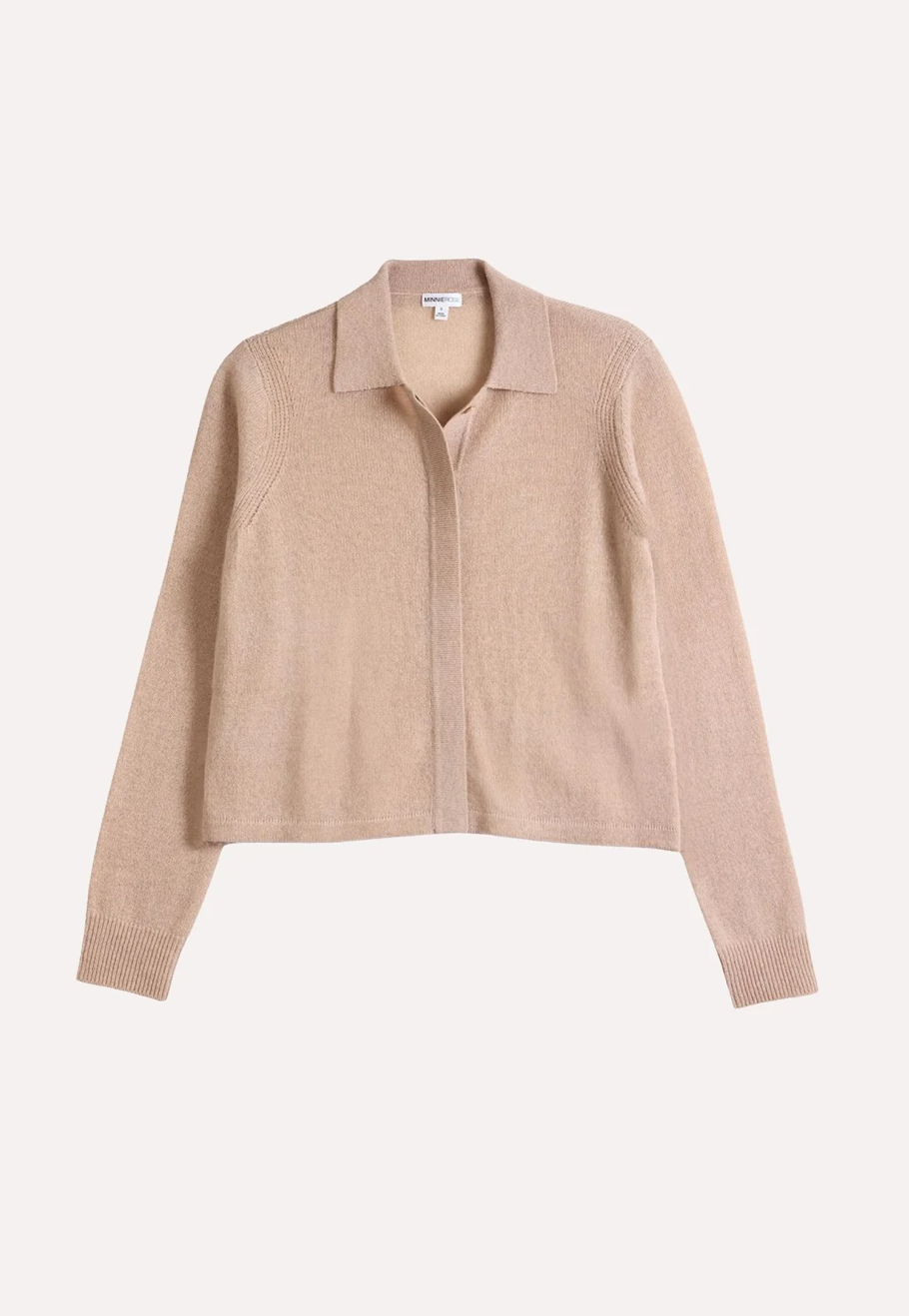 Minnie Rose, Sheer Luxury Cashmere Collared Cropped Cardigan