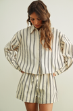 le field, Striped Button Front Shirt