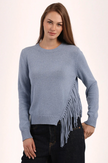 Minnie Rose, Cotton Cashmere Fringe Crew
