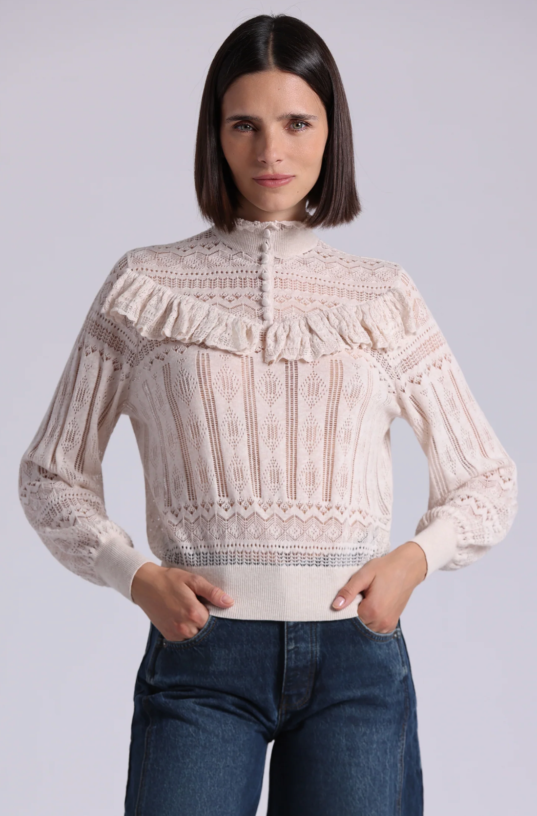 Minnie Rose, Cotton Lace Top