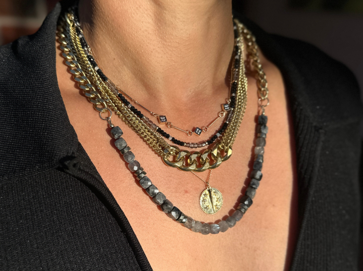 Rachel Nathan, Labradorite & Larvikite Curb