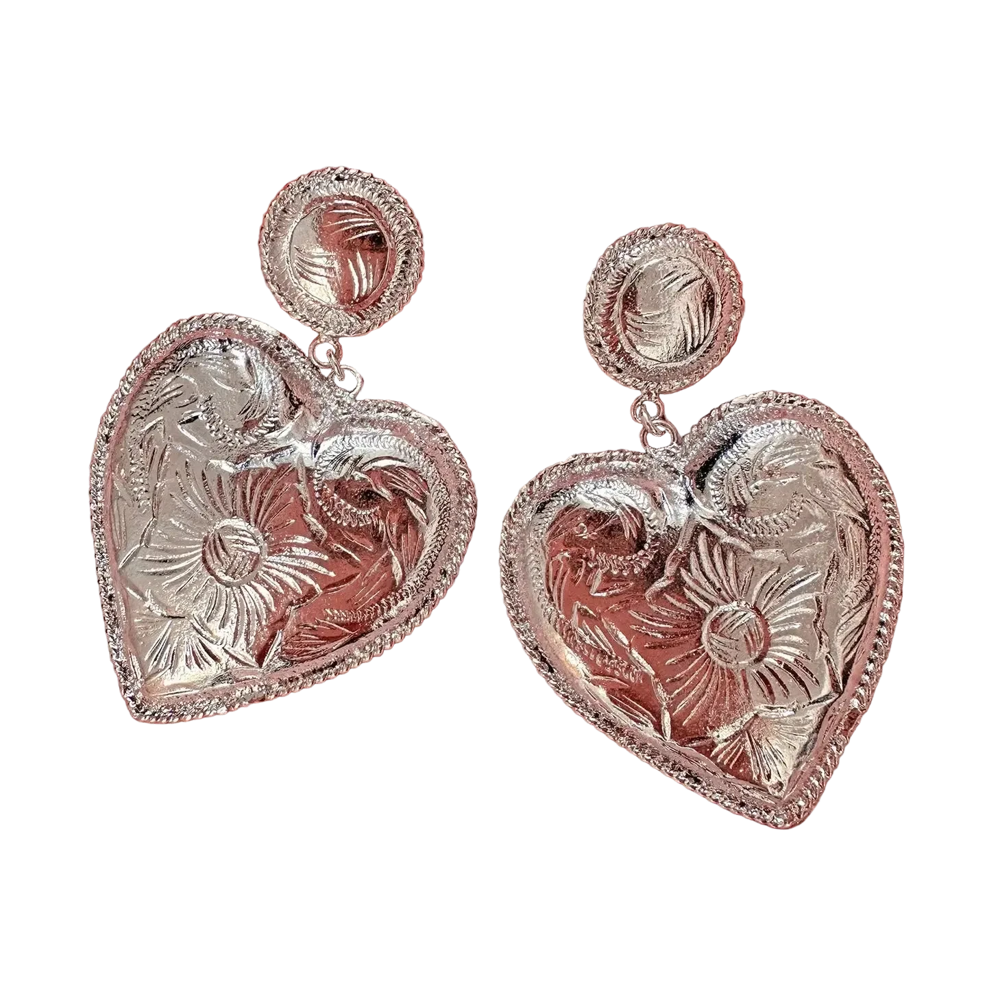 SR, Heart Pendant Earrings