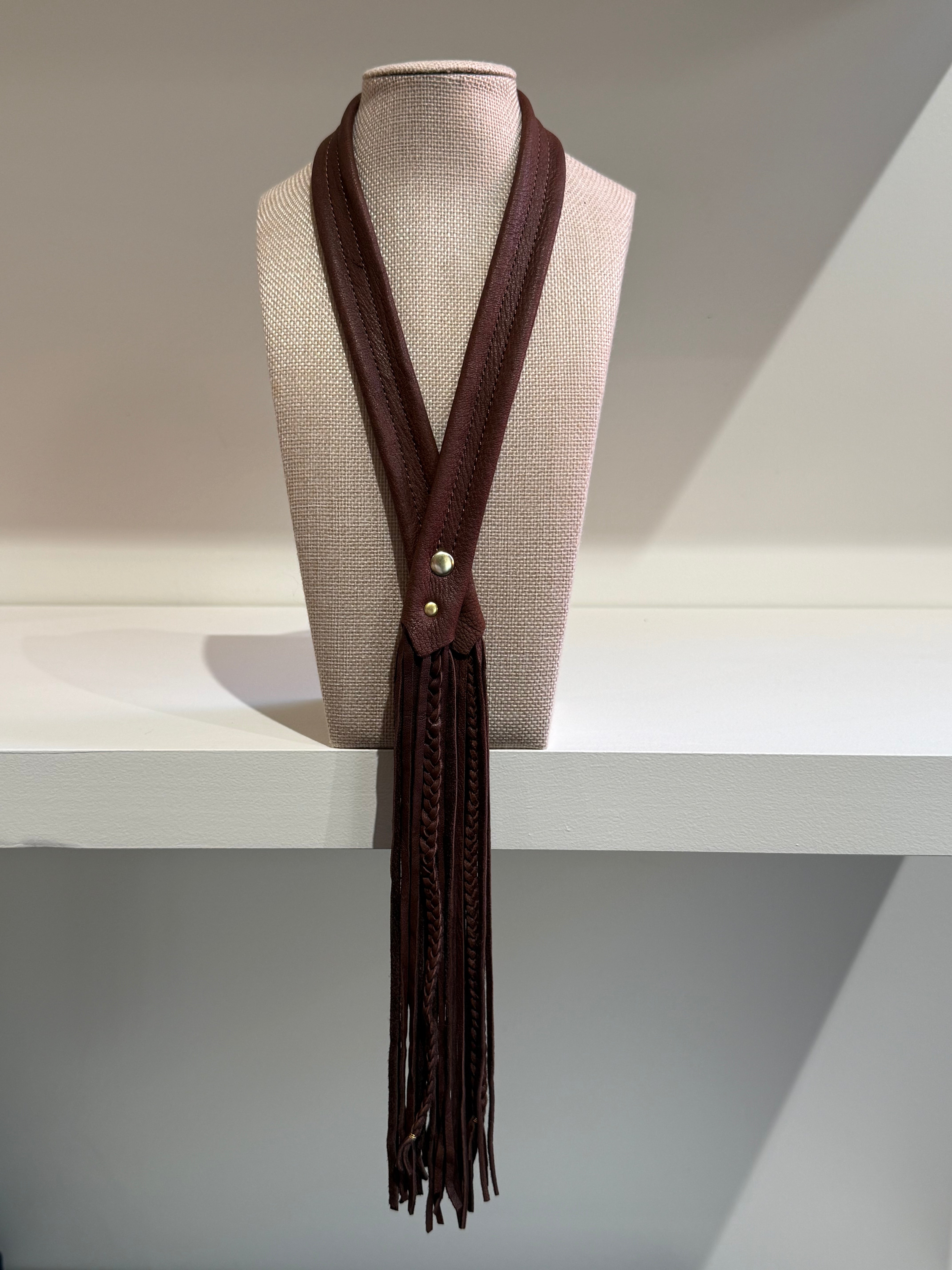 Leather + Sage, Fringe Bolo