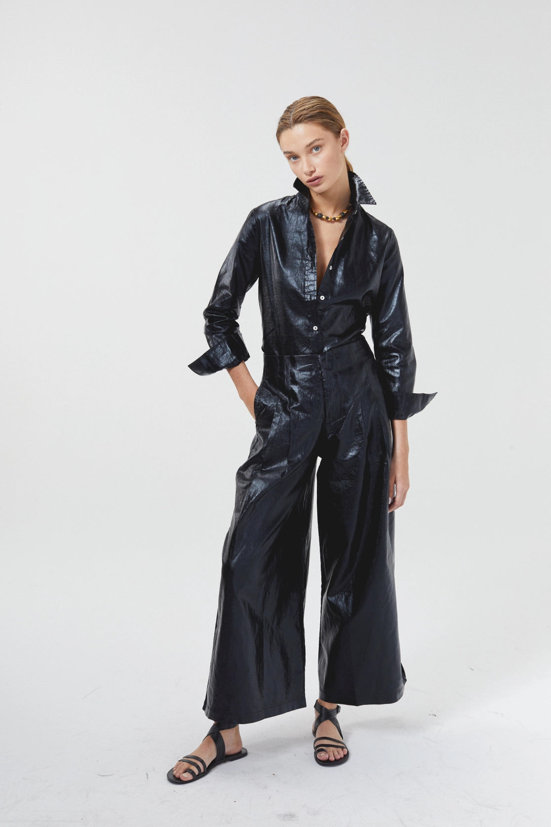 Culotte Metallic Linen Pant