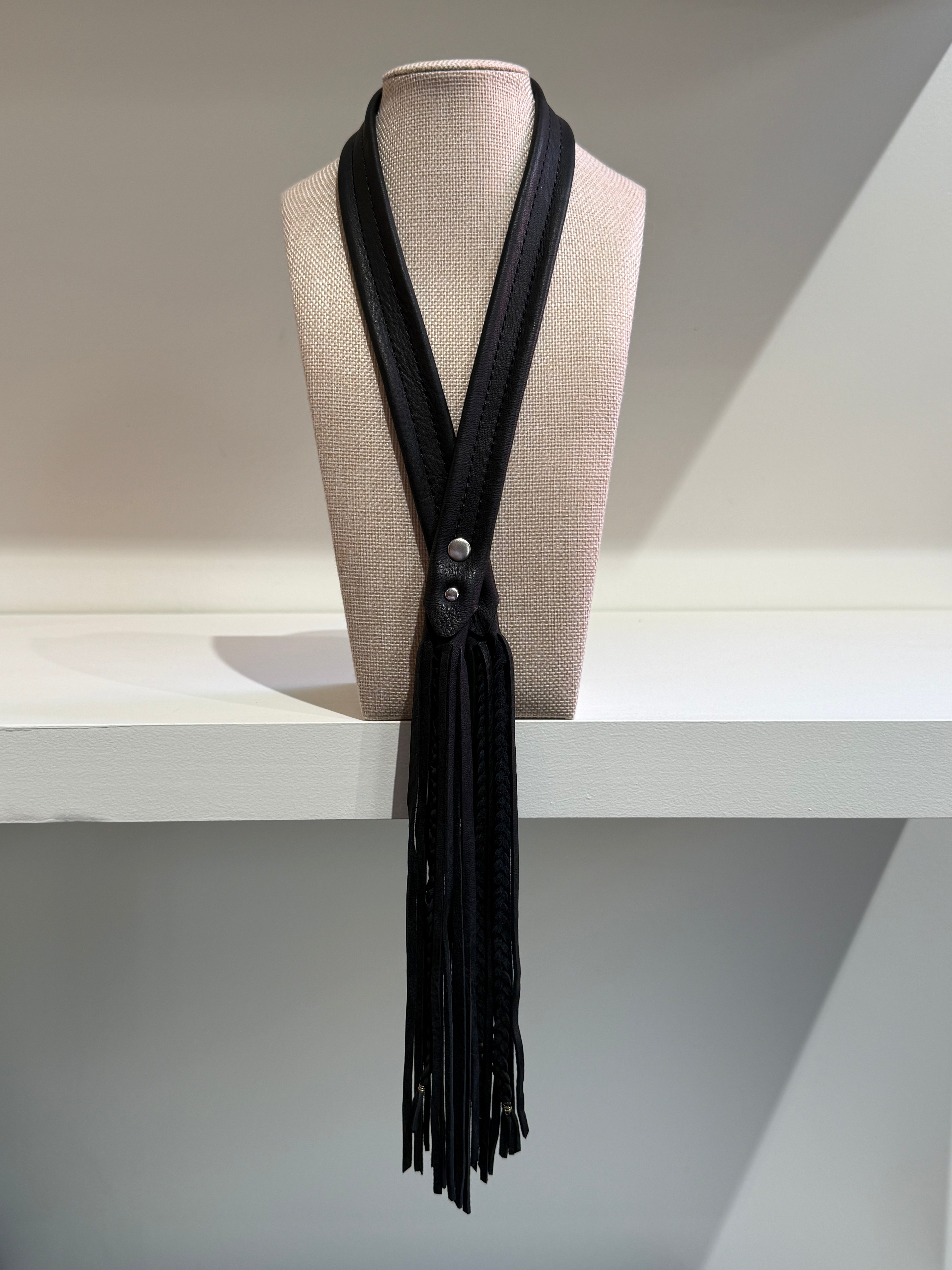 Leather + Sage, Fringe Bolo