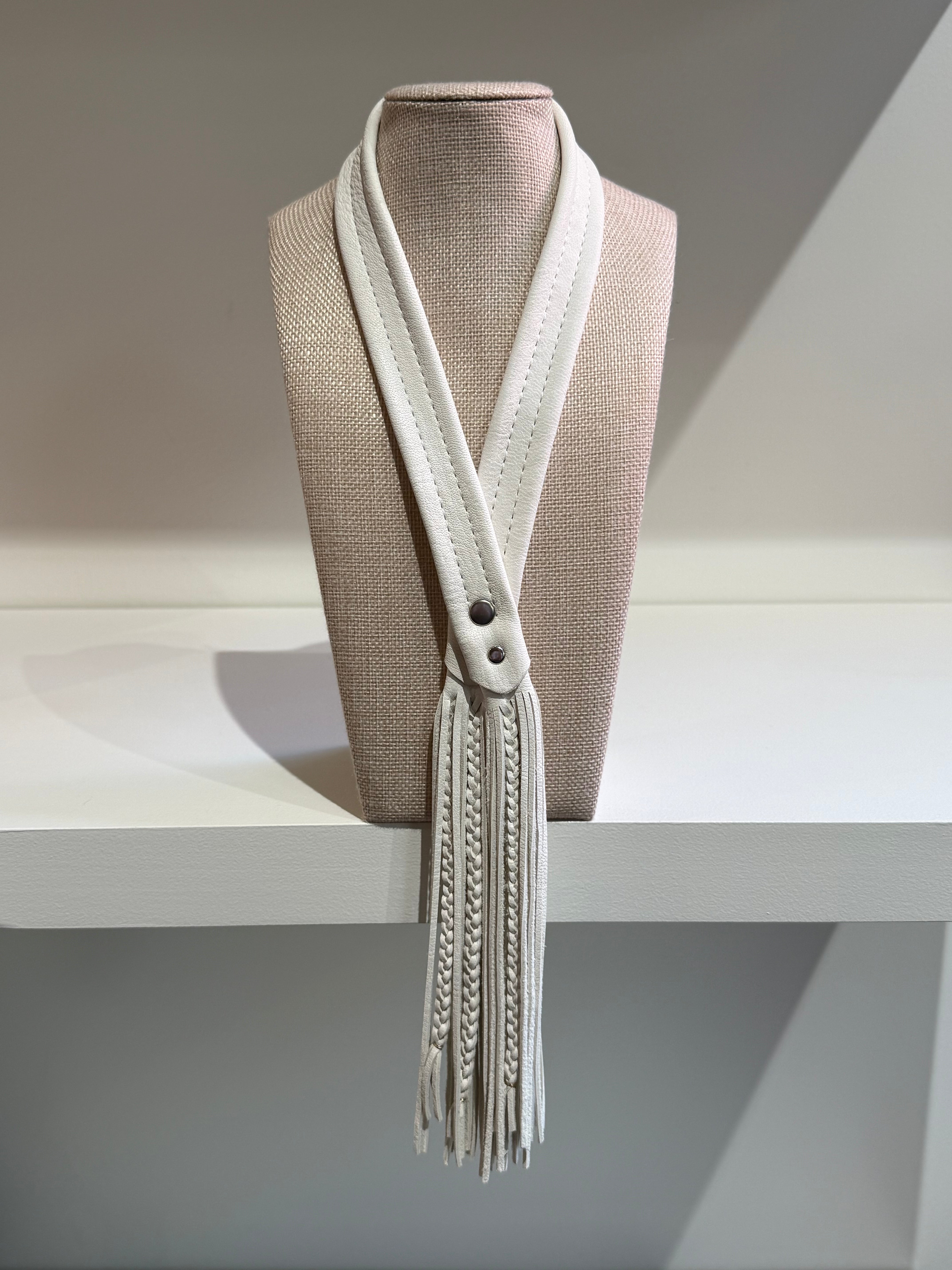 Leather + Sage, Fringe Bolo